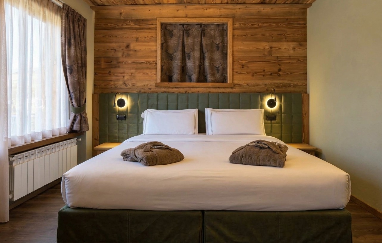 Il letto — camera Alpine Bovindo